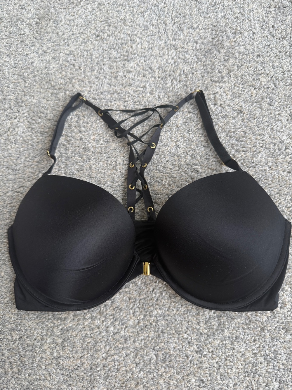Victoria's Secret Black Lace-Up Back Padded Bra